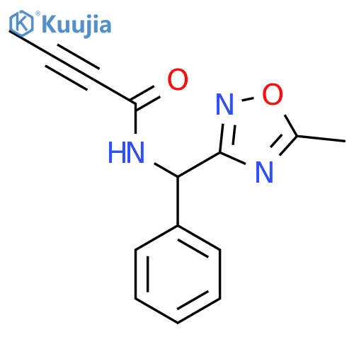 N-(5-methyl-1,2,4-oxadiazol-3-yl)(phenyl)methylbut-2-ynamide structure