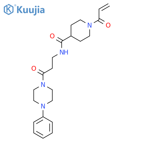 N-[3-oxo-3-(4-phenylpiperazin-1-yl)propyl]-1-(prop-2-enoyl)piperidine-4-carboxamide structure