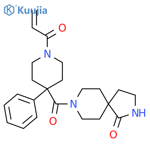 8-[4-Phenyl-1-(prop-2-enoyl)piperidine-4-carbonyl]-2,8-diazaspiro[4.5]decan-1-one structure
