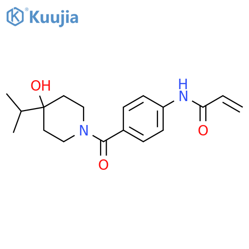 N-{4-[4-hydroxy-4-(propan-2-yl)piperidine-1-carbonyl]phenyl}prop-2-enamide structure
