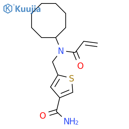 5-[[Cyclooctyl(prop-2-enoyl)amino]methyl]thiophene-3-carboxamide structure