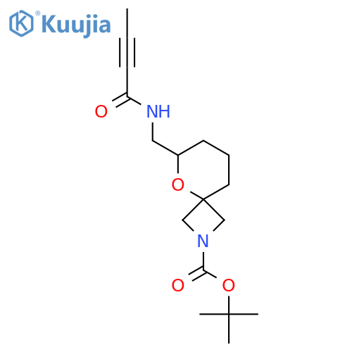 Tert-butyl 6-[(but-2-ynamido)methyl]-5-oxa-2-azaspiro[3.5]nonane-2-carboxylate structure