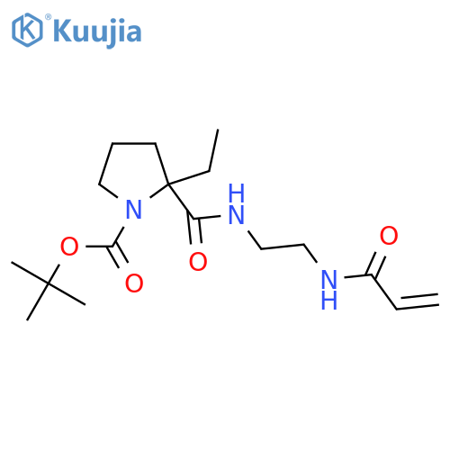 tert-butyl 2-ethyl-2-{2-(prop-2-enamido)ethylcarbamoyl}pyrrolidine-1-carboxylate structure