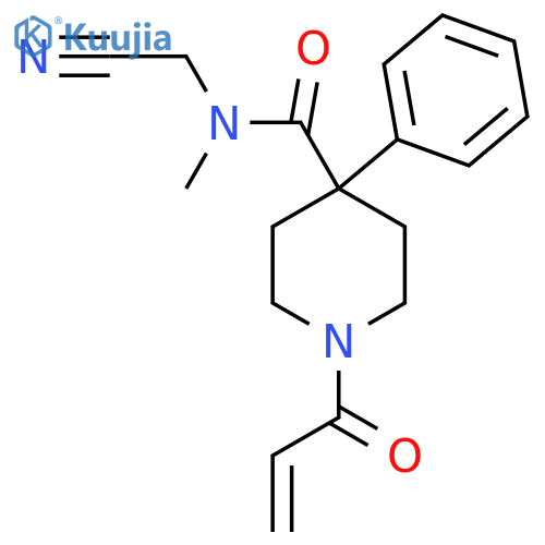 N-(cyanomethyl)-N-methyl-4-phenyl-1-(prop-2-enoyl)piperidine-4-carboxamide structure