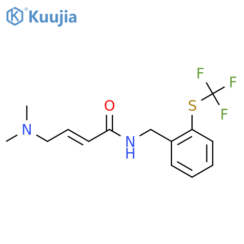 (E)-4-(Dimethylamino)-N-[[2-(trifluoromethylsulfanyl)phenyl]methyl]but-2-enamide structure