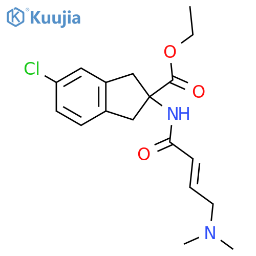 Ethyl 5-chloro-2-[[(E)-4-(dimethylamino)but-2-enoyl]amino]-1,3-dihydroindene-2-carboxylate structure