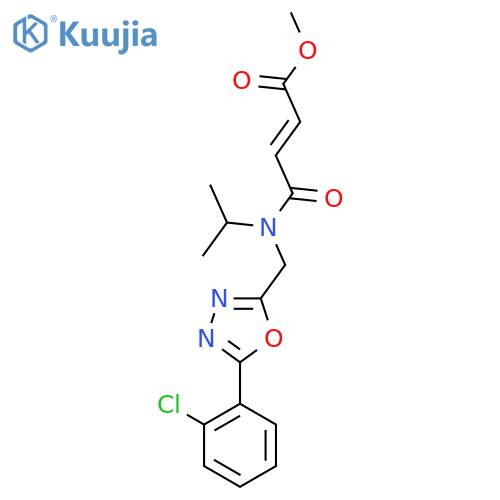 Methyl (E)-4-[[5-(2-chlorophenyl)-1,3,4-oxadiazol-2-yl]methyl-propan-2-ylamino]-4-oxobut-2-enoate structure