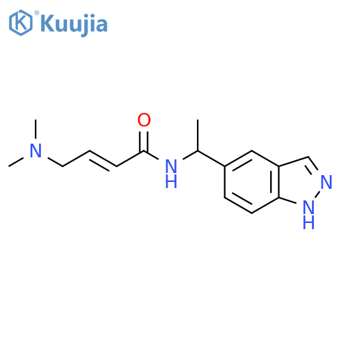 (2E)-4-(dimethylamino)-N-1-(1H-indazol-5-yl)ethylbut-2-enamide structure