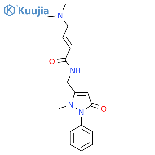 (E)-4-(Dimethylamino)-N-[(2-methyl-5-oxo-1-phenylpyrazol-3-yl)methyl]but-2-enamide structure