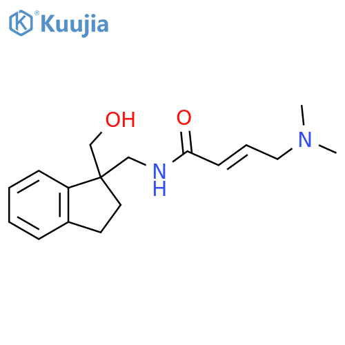 (E)-4-(Dimethylamino)-N-[[1-(hydroxymethyl)-2,3-dihydroinden-1-yl]methyl]but-2-enamide structure