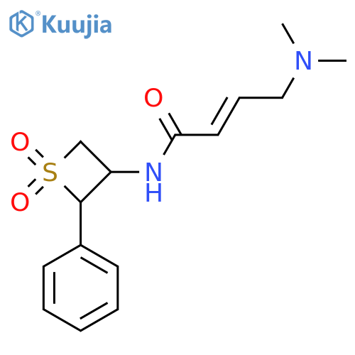 (E)-4-(Dimethylamino)-N-(1,1-dioxo-2-phenylthietan-3-yl)but-2-enamide structure