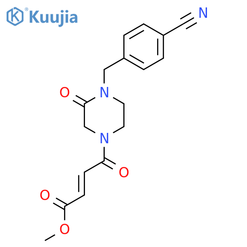 Methyl (E)-4-[4-[(4-cyanophenyl)methyl]-3-oxopiperazin-1-yl]-4-oxobut-2-enoate structure