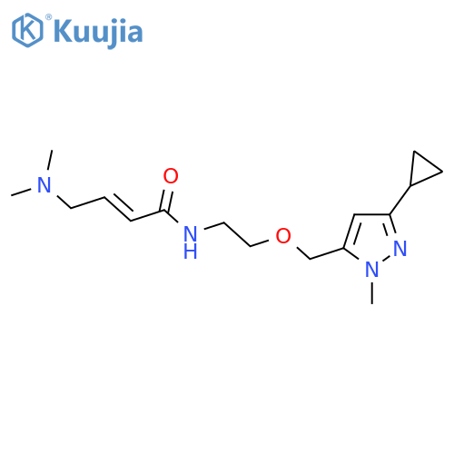 (E)-N-[2-[(5-Cyclopropyl-2-methylpyrazol-3-yl)methoxy]ethyl]-4-(dimethylamino)but-2-enamide structure