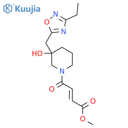 Methyl (E)-4-[3-[(3-ethyl-1,2,4-oxadiazol-5-yl)methyl]-3-hydroxypiperidin-1-yl]-4-oxobut-2-enoate structure
