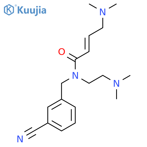 (2E)-N-[(3-cyanophenyl)methyl]-4-(dimethylamino)-N-[2-(dimethylamino)ethyl]but-2-enamide structure