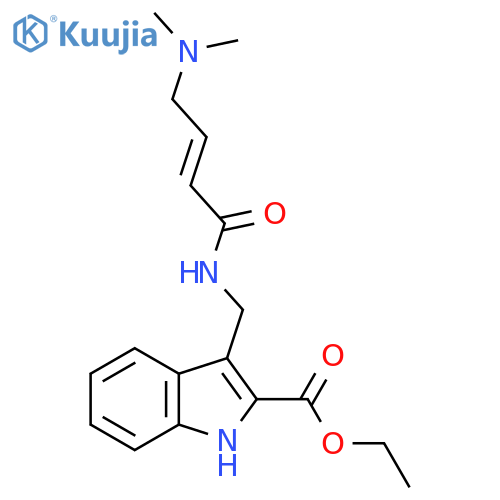 ethyl 3-{[(2E)-4-(dimethylamino)but-2-enamido]methyl}-1H-indole-2-carboxylate structure