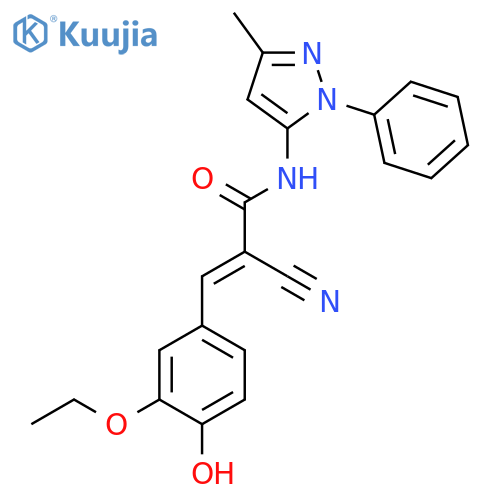 2-cyano-3-(3-ethoxy-4-hydroxyphenyl)-N-(3-methyl-1-phenyl-1H-pyrazol-5-yl)prop-2-enamide structure