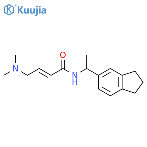 (2E)-N-1-(2,3-dihydro-1H-inden-5-yl)ethyl-4-(dimethylamino)but-2-enamide structure