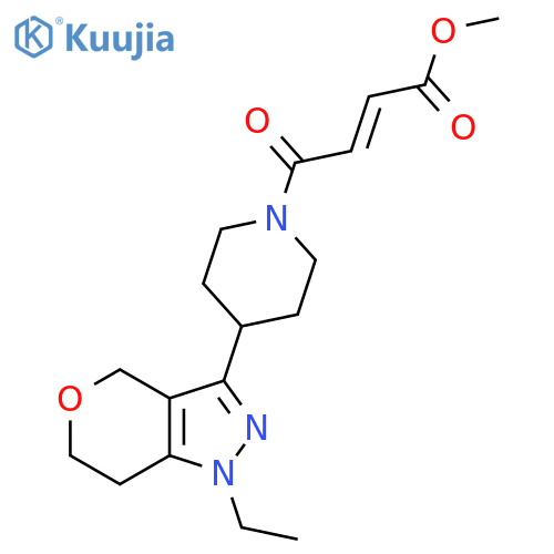 Methyl (E)-4-[4-(1-ethyl-6,7-dihydro-4H-pyrano[4,3-c]pyrazol-3-yl)piperidin-1-yl]-4-oxobut-2-enoate structure