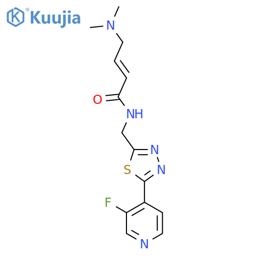 (E)-4-(Dimethylamino)-N-[[5-(3-fluoropyridin-4-yl)-1,3,4-thiadiazol-2-yl]methyl]but-2-enamide structure
