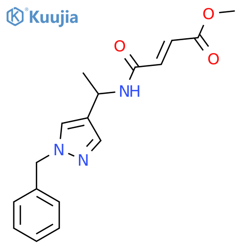 methyl (2E)-3-{1-(1-benzyl-1H-pyrazol-4-yl)ethylcarbamoyl}prop-2-enoate structure