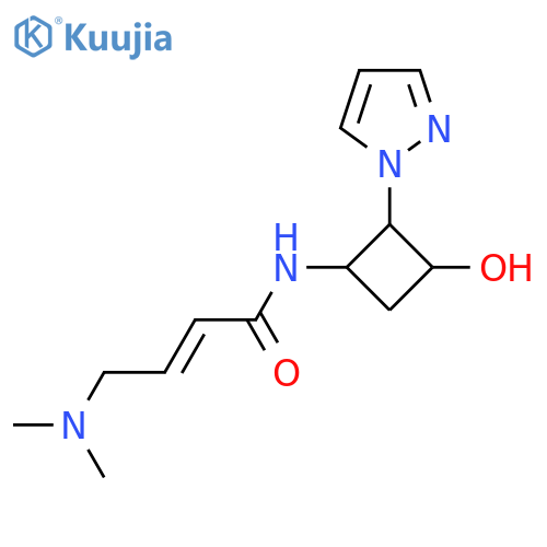 (2E)-4-(dimethylamino)-N-3-hydroxy-2-(1H-pyrazol-1-yl)cyclobutylbut-2-enamide structure