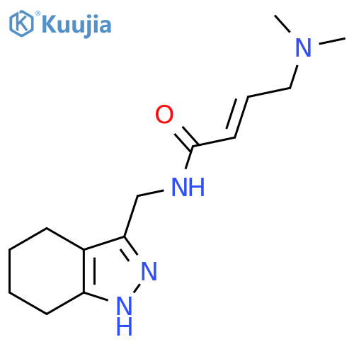 (E)-4-(Dimethylamino)-N-(4,5,6,7-tetrahydro-1H-indazol-3-ylmethyl)but-2-enamide structure