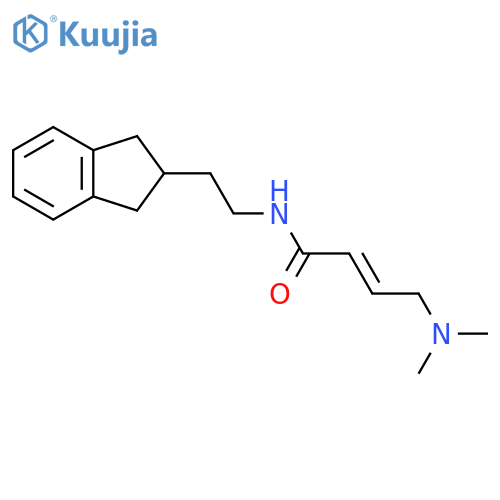 (2E)-N-[2-(2,3-dihydro-1H-inden-2-yl)ethyl]-4-(dimethylamino)but-2-enamide structure
