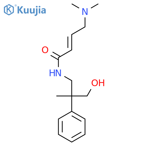 (2E)-4-(dimethylamino)-N-(3-hydroxy-2-methyl-2-phenylpropyl)but-2-enamide structure