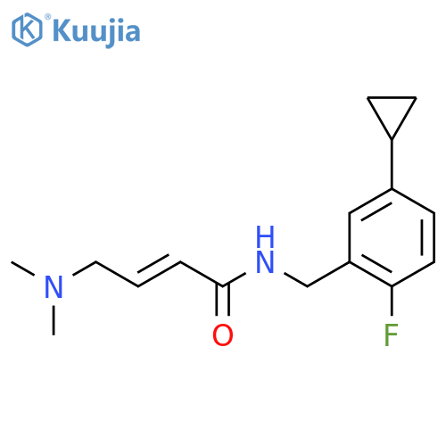 (2E)-N-(5-cyclopropyl-2-fluorophenyl)methyl-4-(dimethylamino)but-2-enamide structure