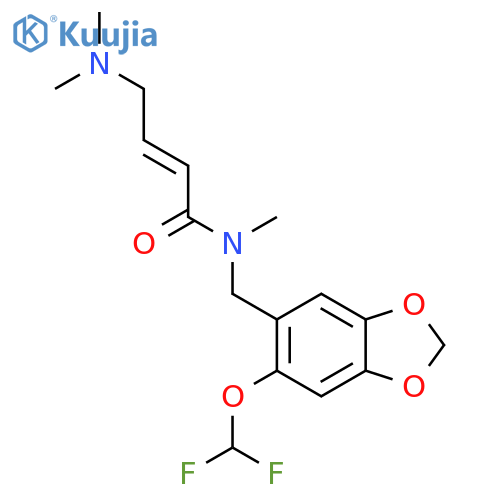 (2E)-N-{[6-(difluoromethoxy)-1,3-dioxaindan-5-yl]methyl}-4-(dimethylamino)-N-methylbut-2-enamide structure