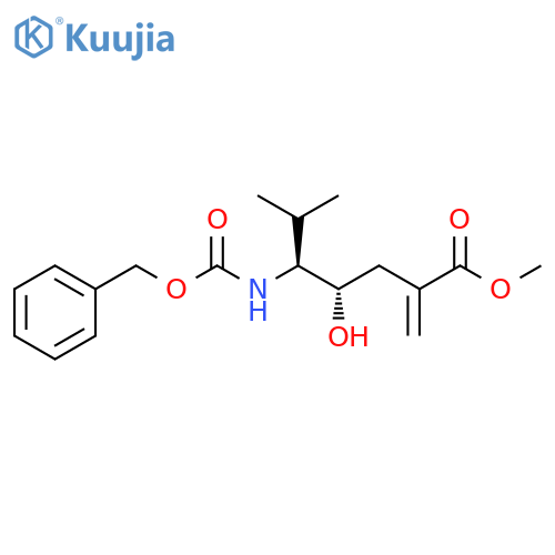 Heptanoic acid,4-hydroxy-6-methyl-2-methylene-5-[[(phenylmethoxy)carbonyl]amino]-,methyl ester, (4S,5S)- structure