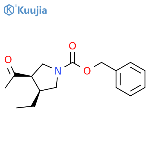 1-Pyrrolidinecarboxylic acid, 3-acetyl-4-ethyl-, phenylmethyl ester, (3R,4S)- structure