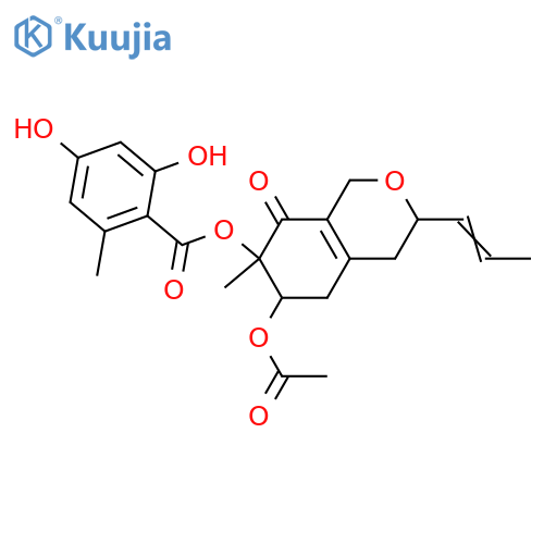 3,4,5,6,7,8-Hexahydro-6,7-dihydroxy-7-methyl-3-(1-propenyl)-1H-2-benzopyran-8-one; (1'E,3ξ,6S,7S)-form, 7-O-(2,4-Dihydroxy-6-methylbenzoyl), 6-Ac structure