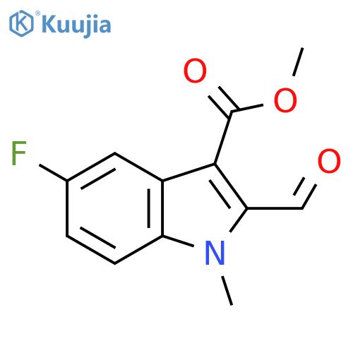 1H-Indole-3-carboxylic acid, 5-fluoro-2-formyl-1-methyl-, methyl ester structure