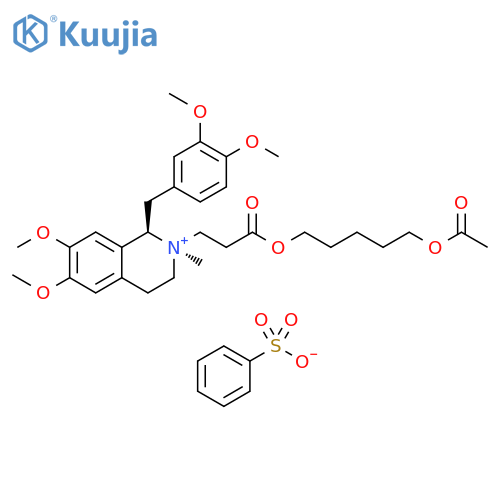 (1R,2R)-2-(3-((5-Acetoxypentyl)oxy)-3-oxopropyl)-1-(3,4-dimethoxybenzyl)-6,7-dimethoxy-2-methyl-1,2,3,4-tetrahydroisoquinolin-2-ium Benzenesulfonate structure