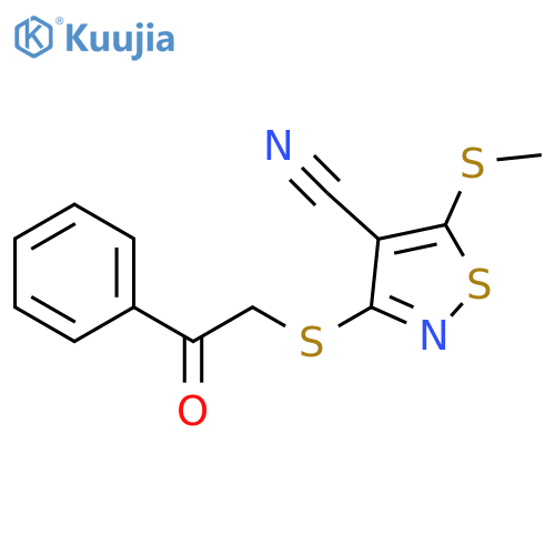 4-Isothiazolecarbonitrile, 5-(methylthio)-3-[(2-oxo-2-phenylethyl)thio]- structure