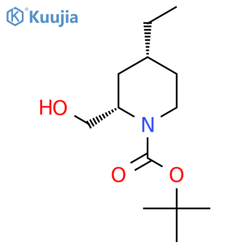 rac-tert-butyl (2R,4S)-4-ethyl-2-(hydroxymethyl)piperidine-1-carboxylate structure