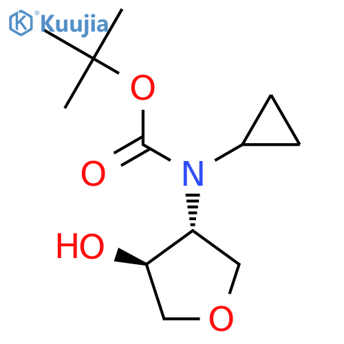 rac-tert-butyl N-cyclopropyl-N-(3R,4S)-4-hydroxyoxolan-3-ylcarbamate structure