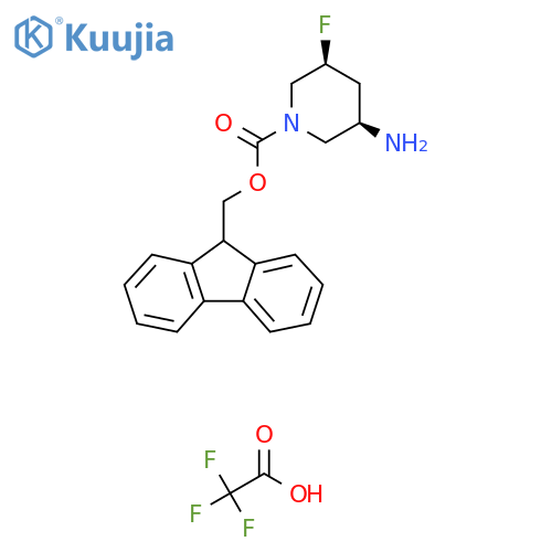 9H-Fluoren-9-ylmethyl (3R,5S)-3-amino-5-fluoropiperidine-1-carboxylate;2,2,2-trifluoroacetic acid structure