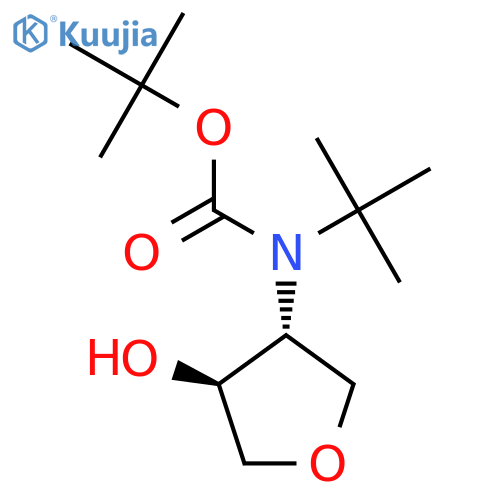 rac-tert-butyl N-tert-butyl-N-(3R,4S)-4-hydroxyoxolan-3-ylcarbamate structure