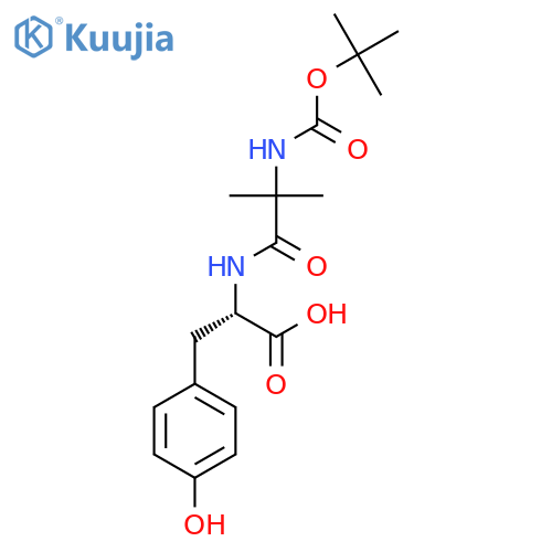 (2S)-2-(2-{(tert-butoxy)carbonylamino}-2-methylpropanamido)-3-(4-hydroxyphenyl)propanoic acid structure