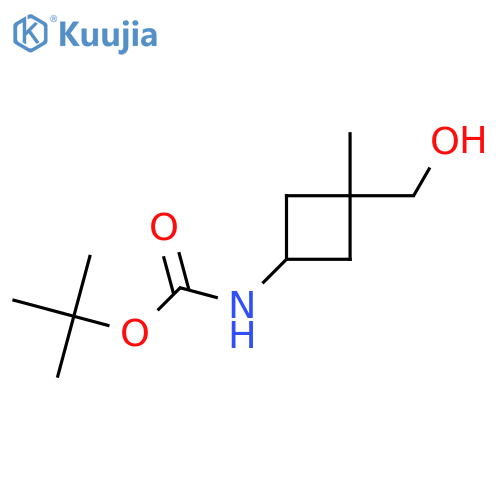 tert-Butyl (cis-3-(hydroxymethyl)-3-methylcyclobutyl)carbamate structure