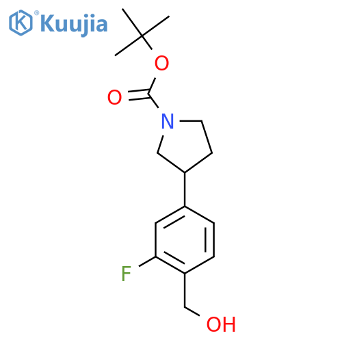 tert-butyl 3-3-fluoro-4-(hydroxymethyl)phenylpyrrolidine-1-carboxylate structure