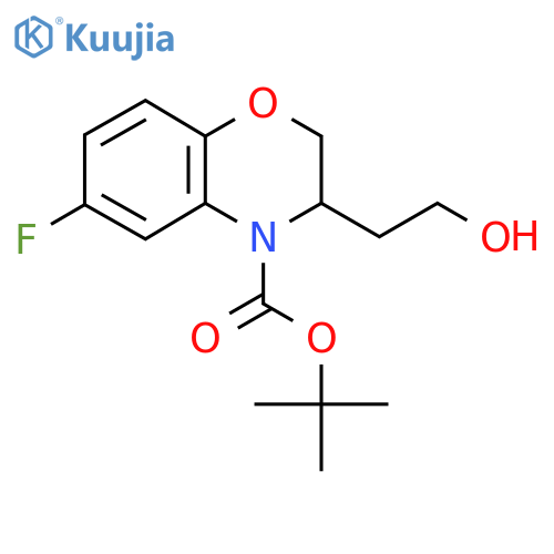 tert-butyl 6-fluoro-3-(2-hydroxyethyl)-3,4-dihydro-2H-1,4-benzoxazine-4-carboxylate structure