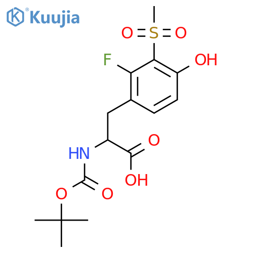 2-{(tert-butoxy)carbonylamino}-3-(2-fluoro-4-hydroxy-3-methanesulfonylphenyl)propanoic acid structure