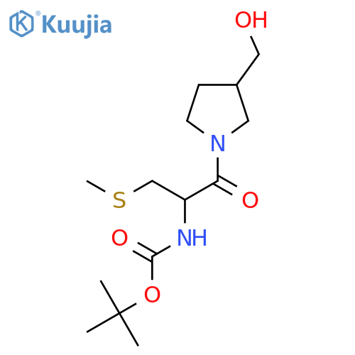 tert-butyl N-{1-3-(hydroxymethyl)pyrrolidin-1-yl-3-(methylsulfanyl)-1-oxopropan-2-yl}carbamate structure