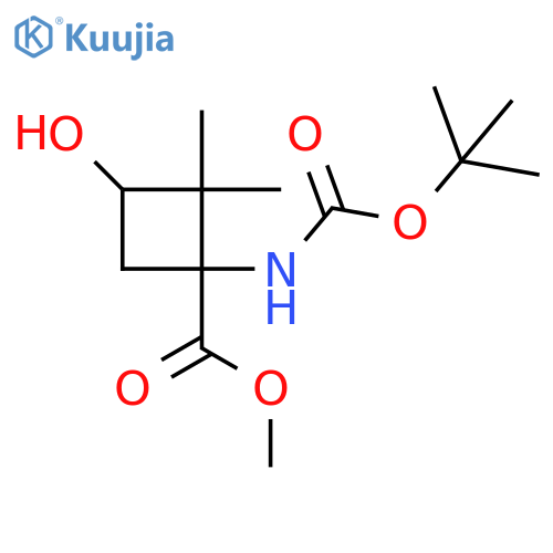 methyl 1-{(tert-butoxy)carbonylamino}-3-hydroxy-2,2-dimethylcyclobutane-1-carboxylate structure