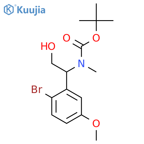 tert-butyl N-1-(2-bromo-5-methoxyphenyl)-2-hydroxyethyl-N-methylcarbamate structure