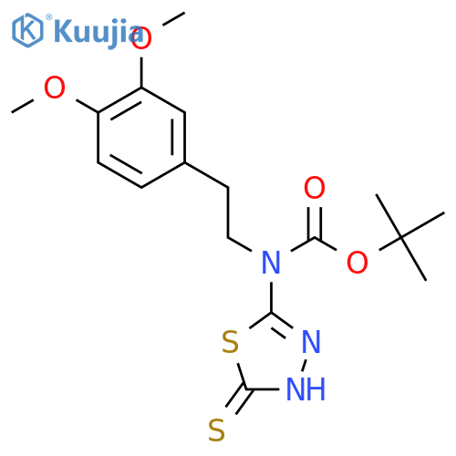 tert-butyl N-2-(3,4-dimethoxyphenyl)ethyl-N-(5-sulfanyl-1,3,4-thiadiazol-2-yl)carbamate structure